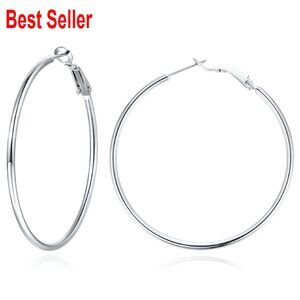 Sterling Silver Hoop Earrings Timeless Classic Lightweight Large Hoop